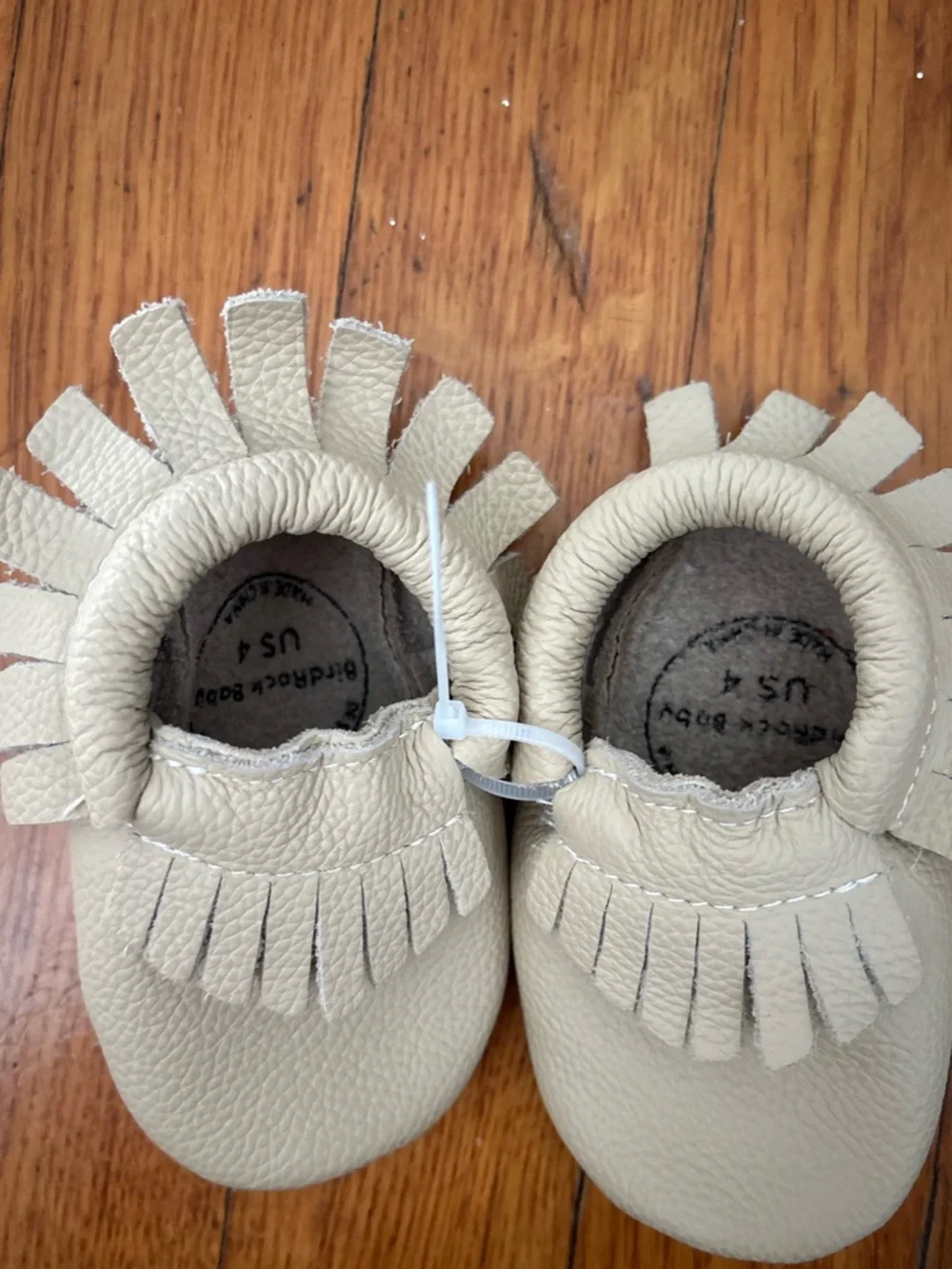 Cream Fringe Baby Moccasins - Soft Leather